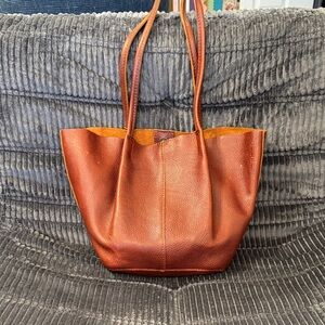 Portland leather Devan bucket tote large - nutmeg retail $158